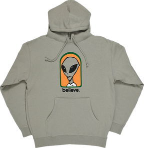 ALIEN WORKSHOP BELIEVE FLEECE HOODIE SMALL CEMENT GREY