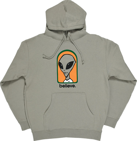 ALIEN WORKSHOP BELIEVE FLEECE HOODIE SMALL CEMENT GREY