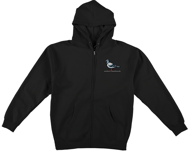 ANTI HERO LIL PIGEON EMB ZIP HOODIE LARGE-BLACK