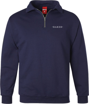 BAKER HALF SMART QUARTER ZIP UP CREWNECK SWT SMALL NAVY