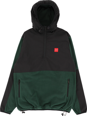 CHOCOLATE POLAR FLEECE PULLOVER HOODIE SWEATSHIRT S-BLACK/GRN