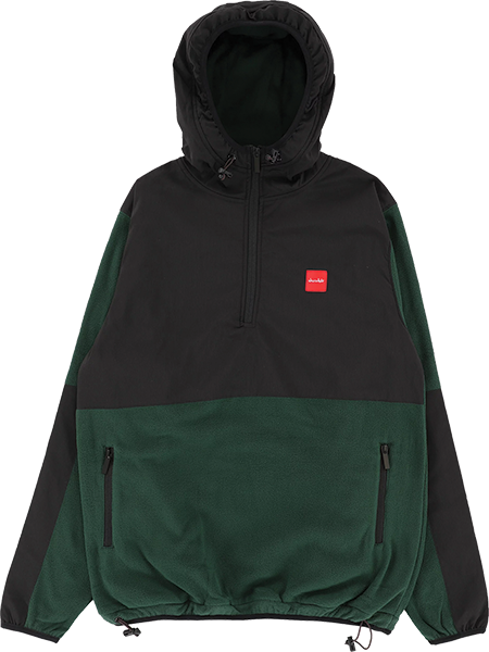 CHOCOLATE POLAR FLEECE PULLOVER HOODIE SWEATSHIRT S-BLACK/GRN