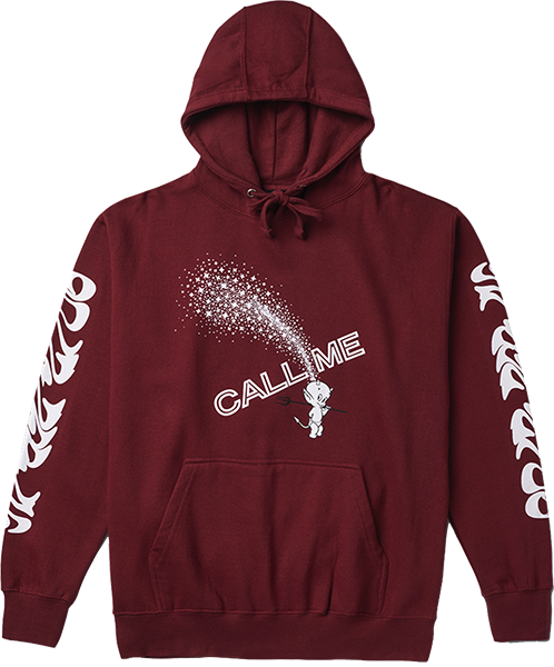 CALL ME 917 DEVIL CALLS HOODY SWEATSHIRT MEDIUM MAROON