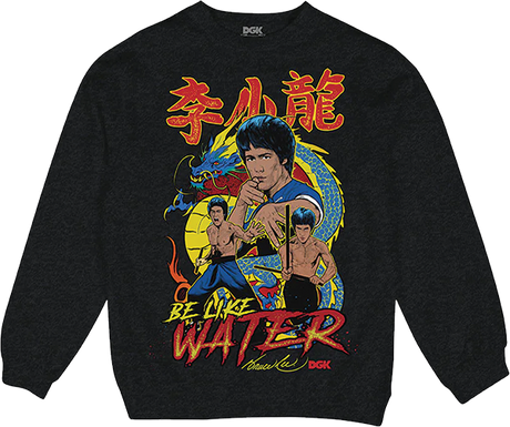 DGK BRUCE LEE FURY FLEECE CRW/SWT SMALL CHARCOAL HTHR