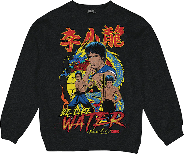 DGK BRUCE LEE FURY FLEECE CRW/SWT MEDIUM CHARCOAL HTHR