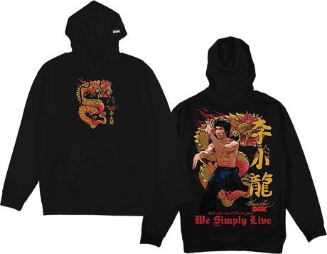 DGK BRUCE LEE LIL DRAGON FLEECE HOODIE SWEATSHIRT MEDIUM BLACK