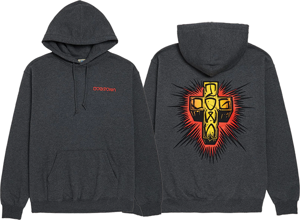 DOGTOWN ESE CROSS 2 HOODIE SMALL  CHARCOAL HEATHER
