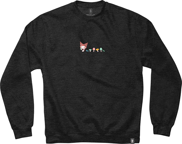 GIRL HELLO KITTY SHROOM TRAIL CREW/SWT SMALL CHARCOAL