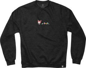 GIRL HELLO KITTY SHROOM TRAIL CREW/SWT LARGE CHARCOAL