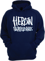 HEROIN HEROIN SCRIPT HOODY SWEATSHIRT MEDIUM NAVY