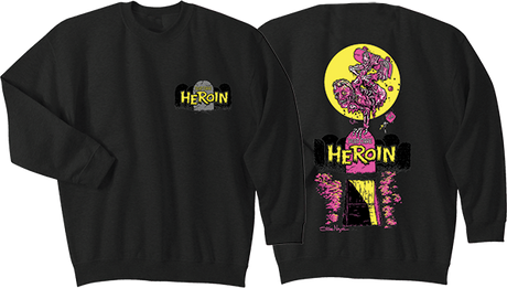 HEROIN SKATE ZOMBIE CREWNECK SWEATSHIRT SMALL BLK
