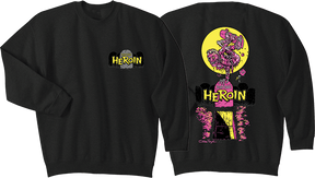 HEROIN SKATE ZOMBIE CREWNECK SWEATSHIRT MEDIUM BLK