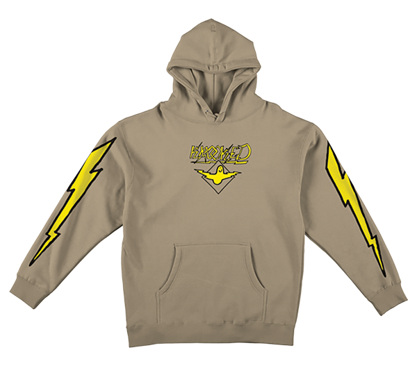 KROOKED BIRD LIGHTENING SLEEVE HOODIE SWEATSHIRT LARGE SAND