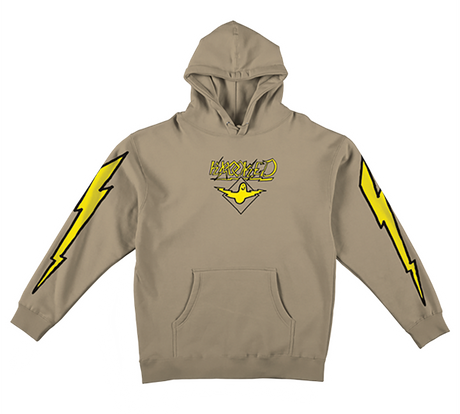 KROOKED BIRD LIGHTENING SLEEVE HOODIE SWEATSHIRT XLARGE SAND