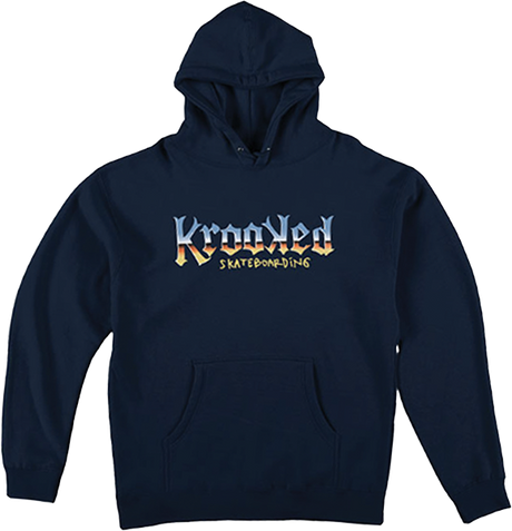 KROOKED CHROME ZONE HOODIE MEDIUM NAVY