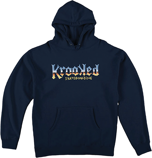KROOKED CHROME ZONE HOODIE LARGE NAVY