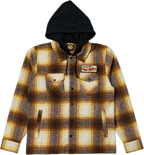 KROOKED DOUBLE OK HOODIE FLANNEL SMALL BROWN/TAN PLAID