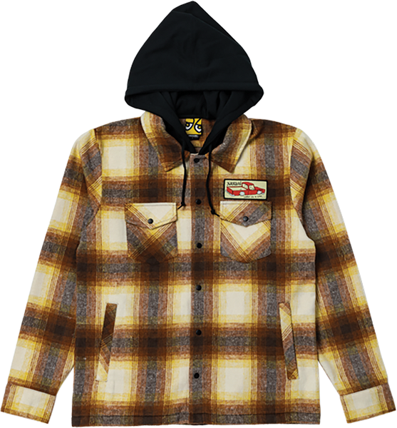 KROOKED DOUBLE OK HOODIE FLANNEL SMALL BROWN/TAN PLAID