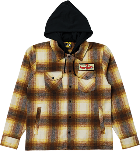 KROOKED DOUBLE OK HOODIE FLANNEL MEDIUM BROWN/TAN PLAID