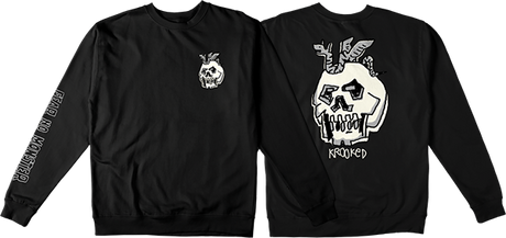 KROOKED FEAR NO MONSTER CREWNECK SWEATSHIRT SMALL   BLK