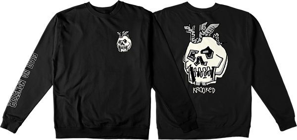 KROOKED FEAR NO MONSTER CREWNECK SWEATSHIRT MEDIUM   BLK