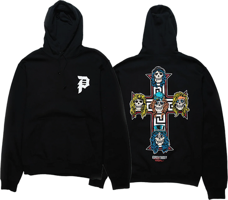 PRIMITIVE GNR CROSS HOODIE SWEATSHIRT MEDIUM BLACK