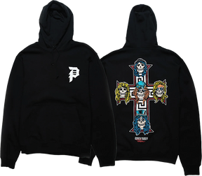 PRIMITIVE GNR CROSS HOODIE SWEATSHIRT XLARGE-BLACK