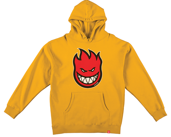 SPITFIRE BIGHEAD FILL HOODIE SWEATSHIRT MEDIUM GOLD/RD/WT/BK