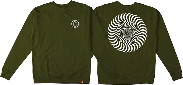 SPITFIRE CLASSIC SWIRL CREW/SWT SMALL ARMY/WHITE