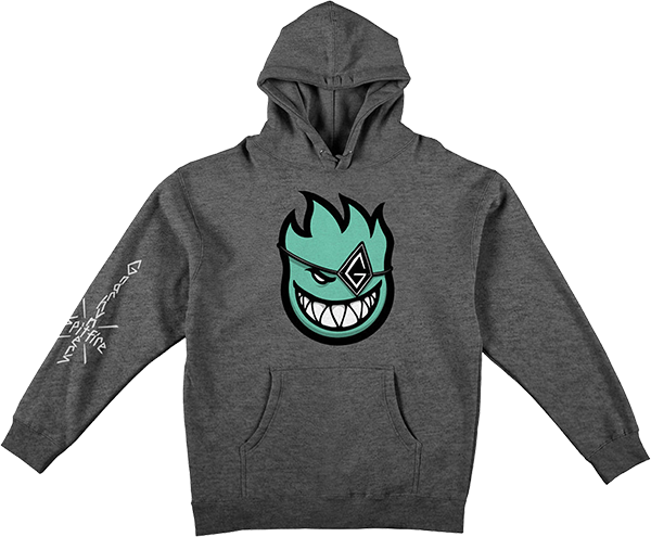 SPITFIRE GNARHUNTERS BIGHEAD HOODIE SWEATSHIRT SMALL CHARCOAL HEATHER