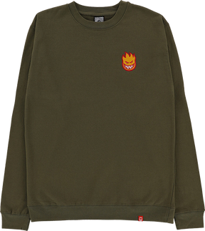 SPITFIRE LIL BIGHEAD FILL CREW SWT SMALL ARMY RED GOLD WHT