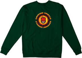 SPITFIRE OG FIREBALL CREWNECK SWEATSHIRT SMALL DK.GRN