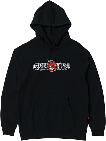 SPITFIRE OLD E DROP BIGHEAD EMB HOODIE SWEATSHIRT LARGE BLACK