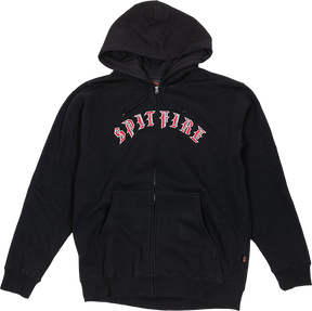 SPITFIRE OLD E EMB ZIP HOODIE SWEATSHIRT SMALL BLK/RED/WHT