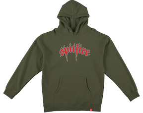 SPITFIRE VENOM CREWNECK SWEATSHIRT SMALL ARMY/RED/WT/BK