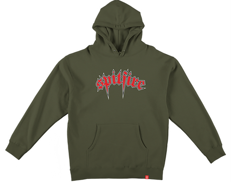 SPITFIRE VENOM CREWNECK SWEATSHIRT LARGE ARMY/RED/WT/BK