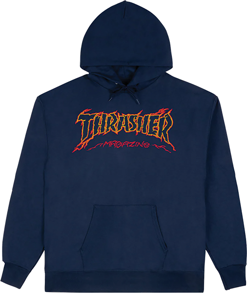 THRASHER CRACKED BY EXTEENAGER HOODIE SMALL NAVY