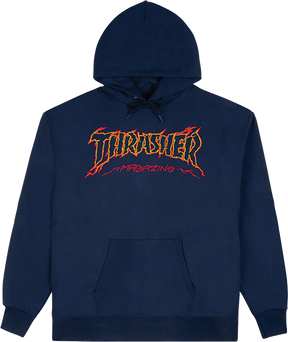 THRASHER CRACKED BY EXTEENAGER HOODIE SMALL NAVY