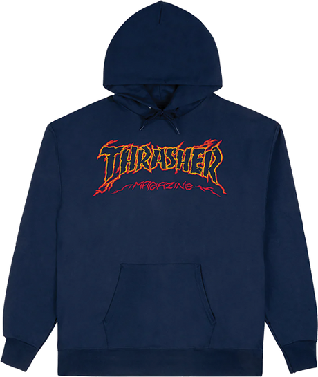 THRASHER CRACKED BY EXTEENAGER HOODIE SMALL NAVY
