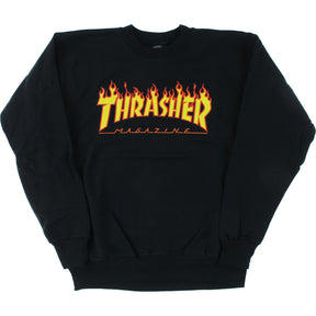 Thrasher Flame Crewneck Sweatshirt Black Orange Small