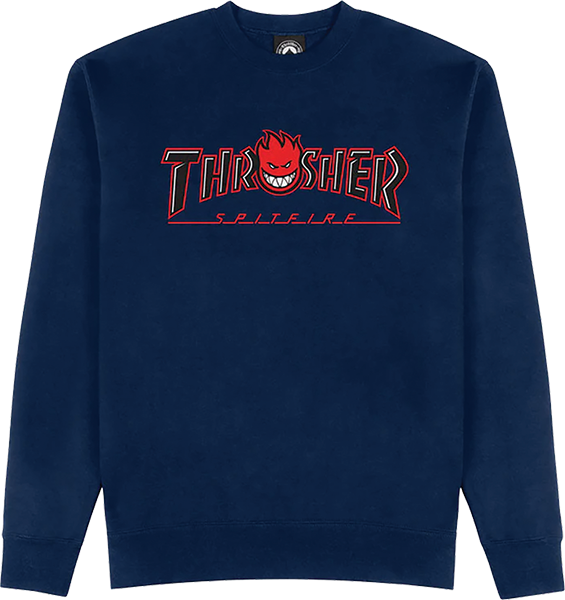 THRASHER SF BIG HEAD OUTLINE CREWNECK SWEATSHIRT LARGE NAVY