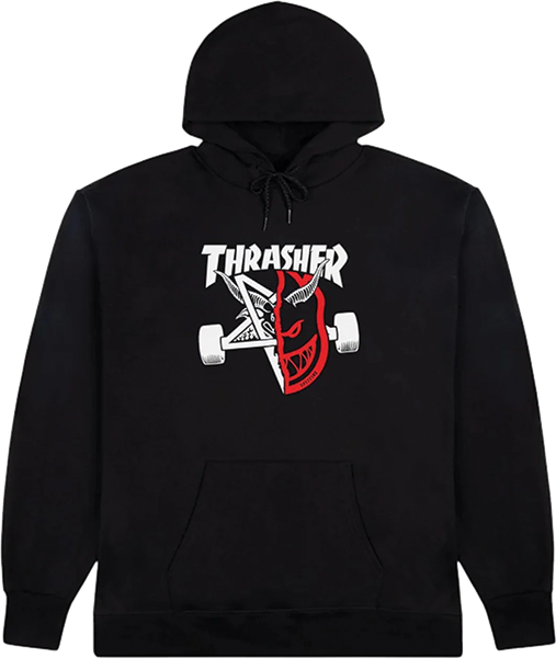 THRASHER SF THRASH AND BURN HOODIE SWEATSHIRT LARGE BLACK