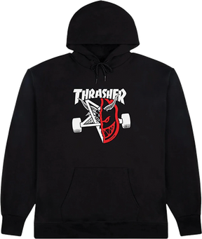 THRASHER SF THRASH AND BURN HOODIE SWEATSHIRT XLARGE BLACK