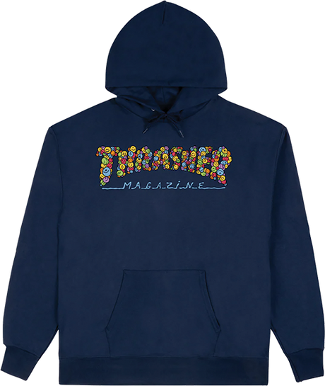 THRASHER SPANKY LONG SMILE HOODIE SWEATSHIRT LARGE-NAVY