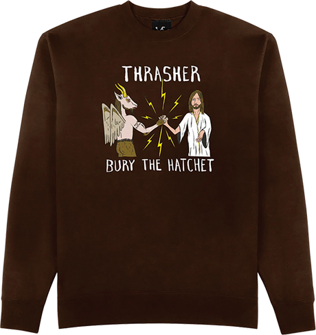 THRASHER TOY MACHINE BTH CREWNECK SWEATSHIRT LARGE-DK.CHOCOLATE