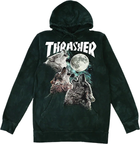 THRASHER WOLVES HOODIE SWEATSHIRT SMALL BLACK