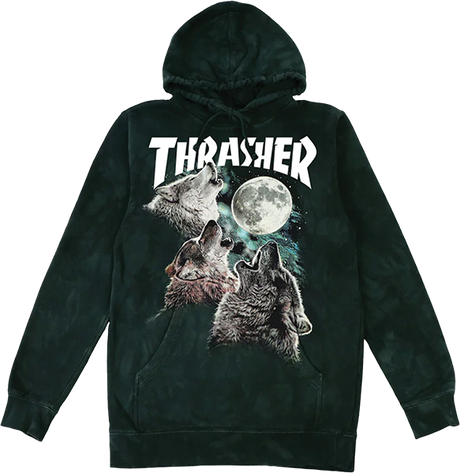 THRASHER WOLVES HOODIE SWEATSHIRT XXLARGE BLACK