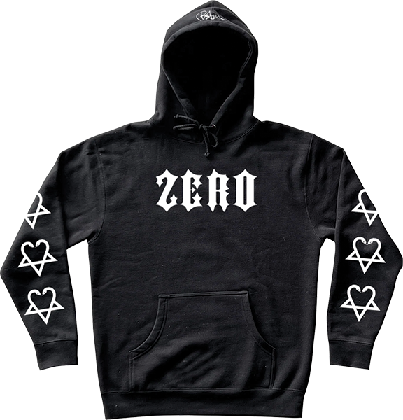 ZERO BAM 3 STAR MULTI HEART HOODIE SWEATSHIRT LARGE BLACK/WHT