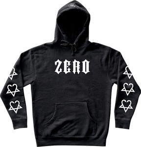 ZERO BAM 3 STAR MULTI HEART HOODIE SWEATSHIRT LARGE BLACK/WHT