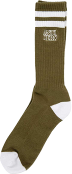 ANTI HERO BLACK HERO OUTLINE CREW SOCK OLIVE/WHT